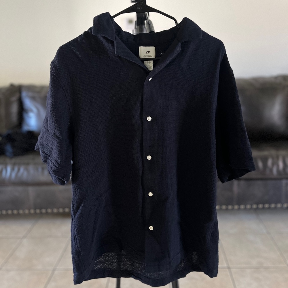 Navy blue H&M knit button up
